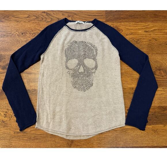 27 Miles Women's Malibu Cashmere Skull Studded Sweater Blue/Gray Size XS - Picture 1 of 10